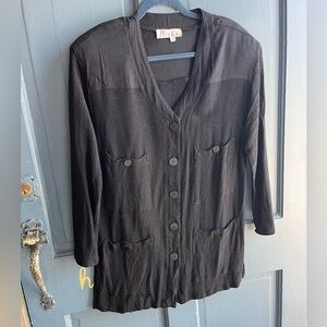 Mieka Black Button-Up Cardigan, Size M